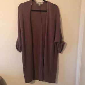 Long Knit Cuffed Sleeve Cardigan